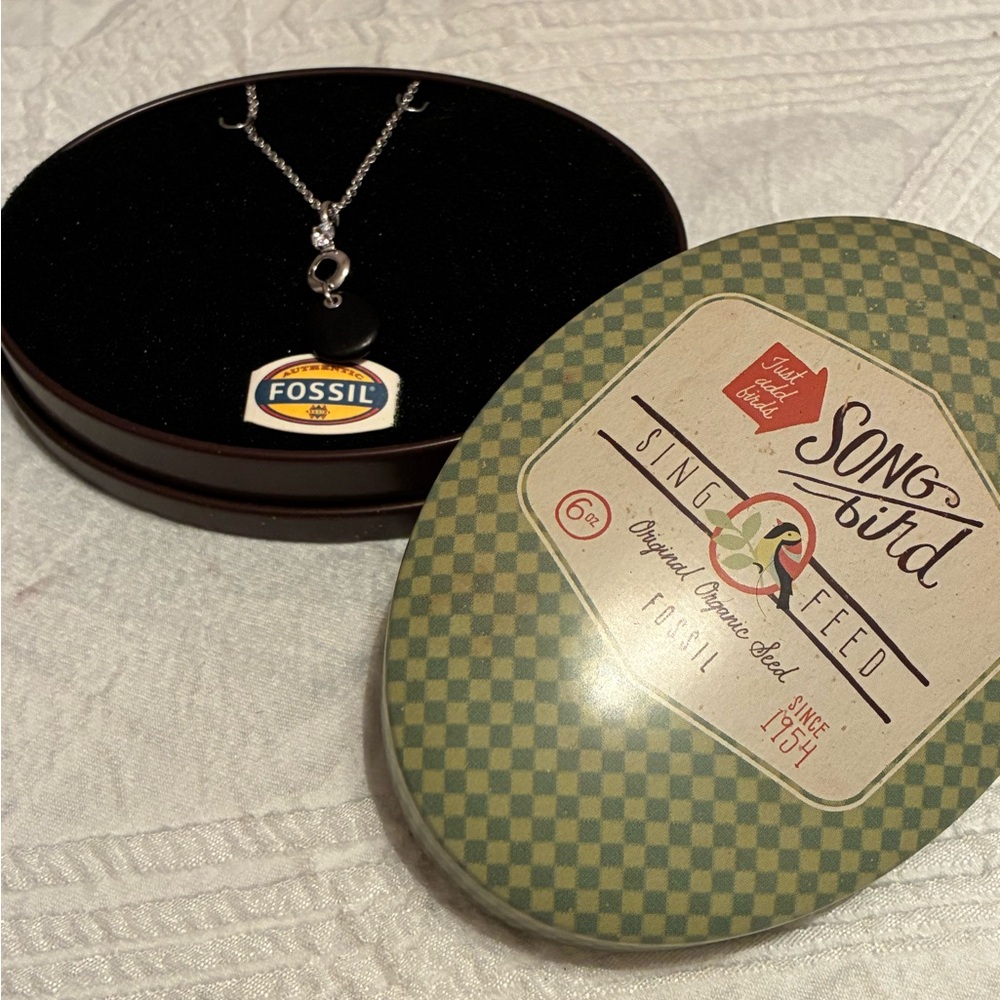 Fossil Silver and Black Pendant Necklace